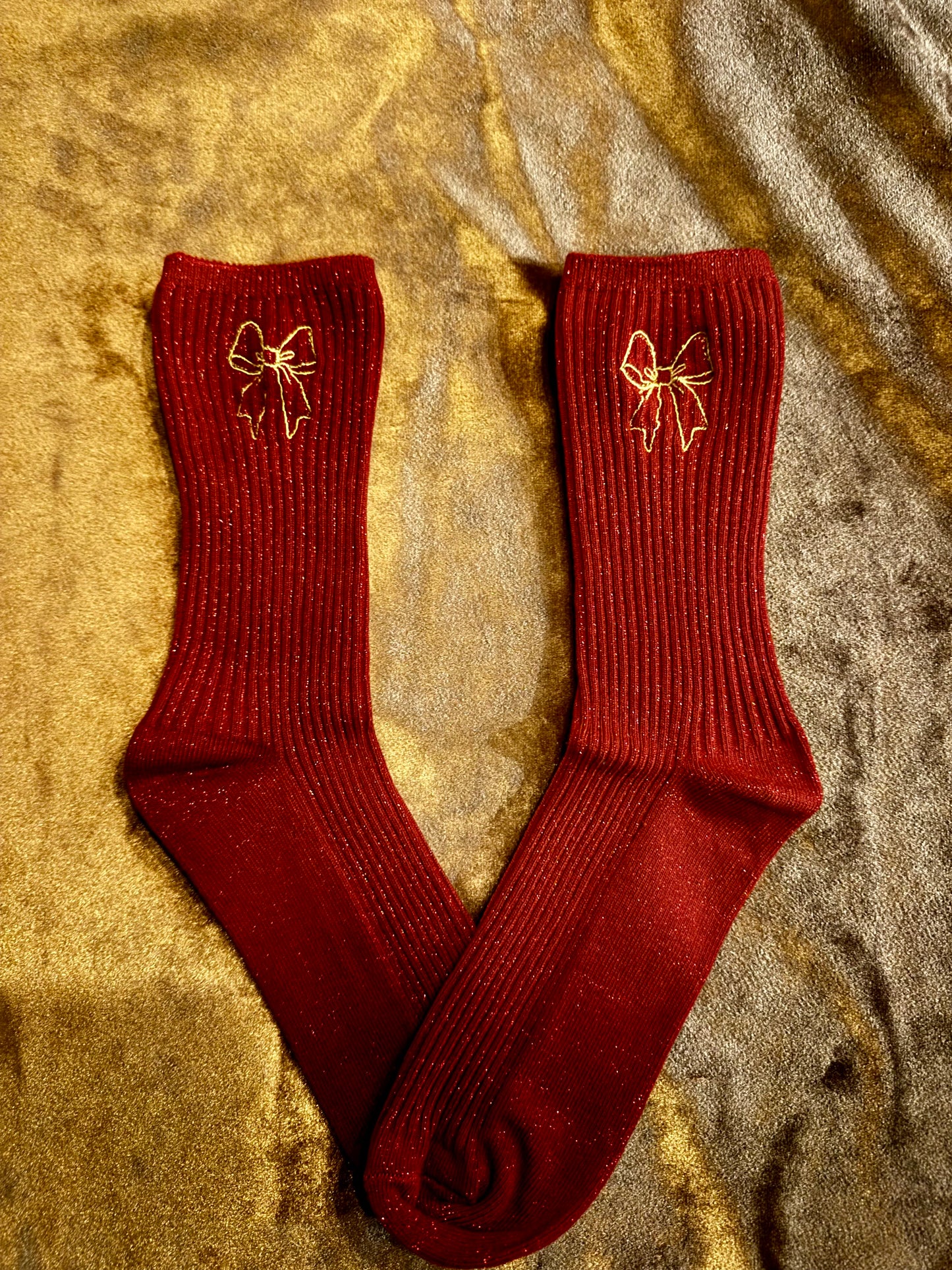 Glittersokken met strik (maat 39-42)