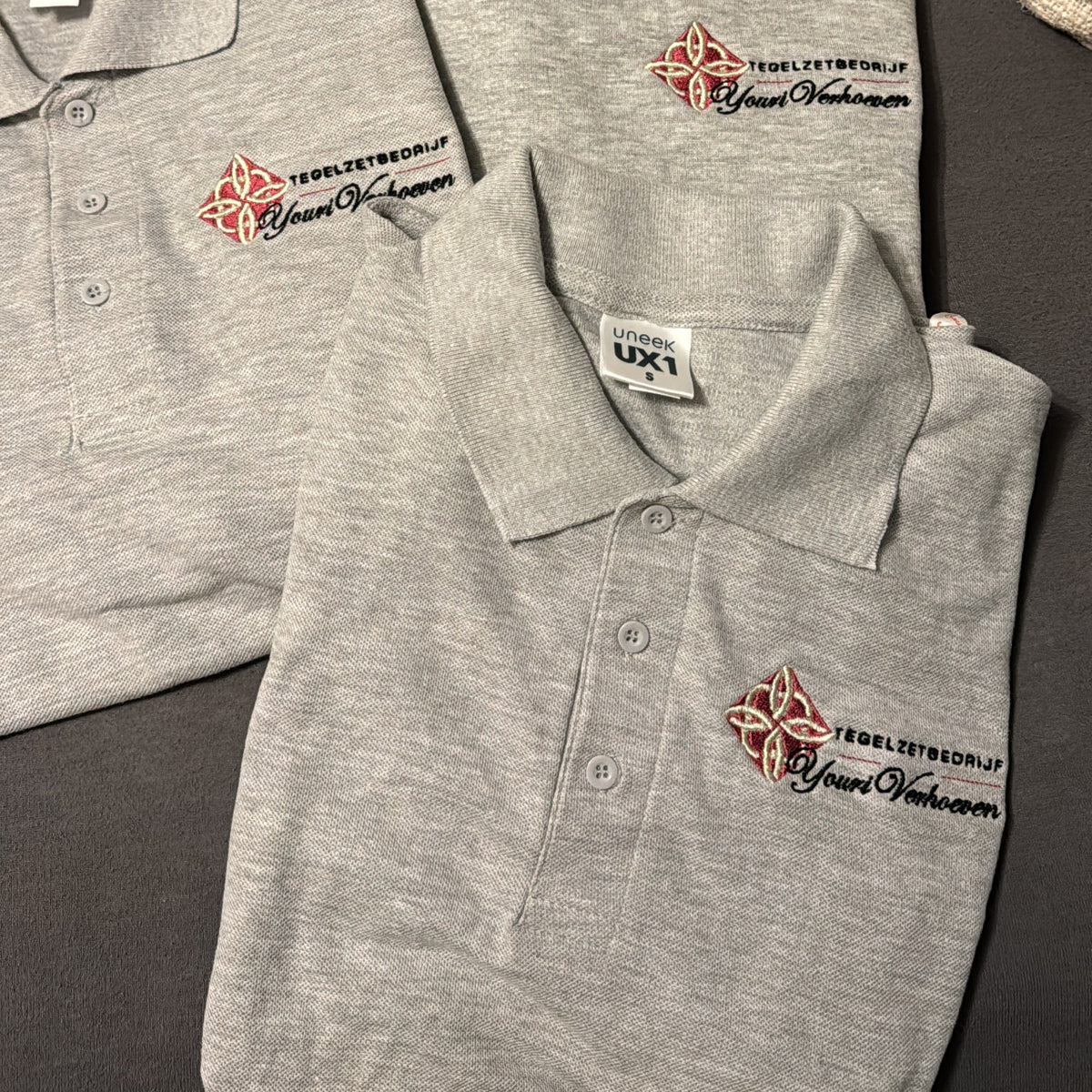 Polo heren grijs (borst logo)