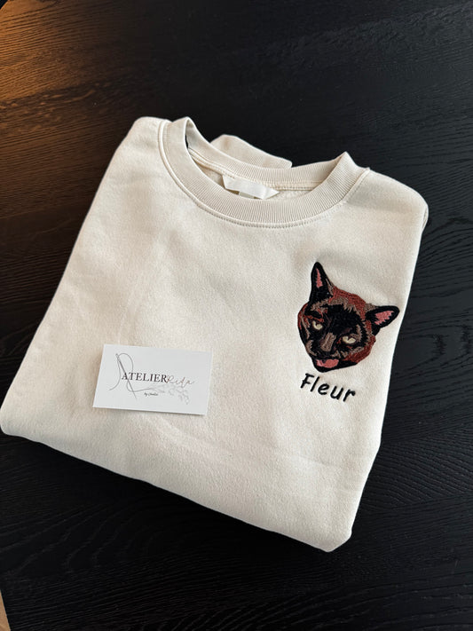 Sweater of hoodie met gepersonaliseerde huisdier / volgeborduurde tekening