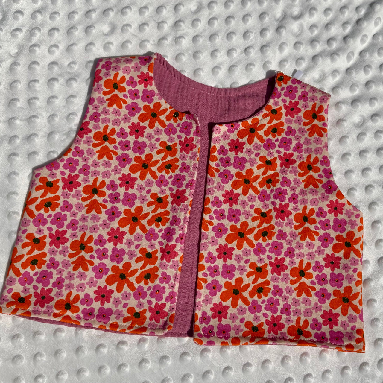 Kindergilet bloem roze / oranje