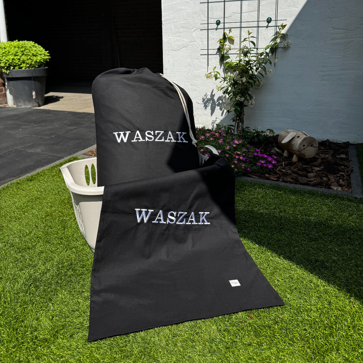 Zwarte canvas waszak
