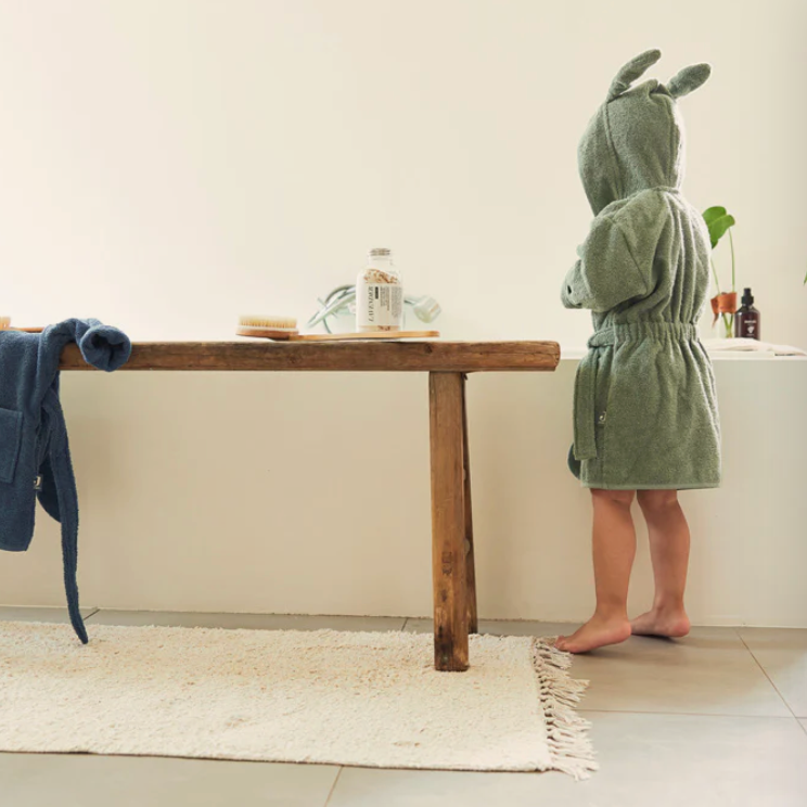 Badjas 1-2 jaar Ash Green (rug personalisatie)